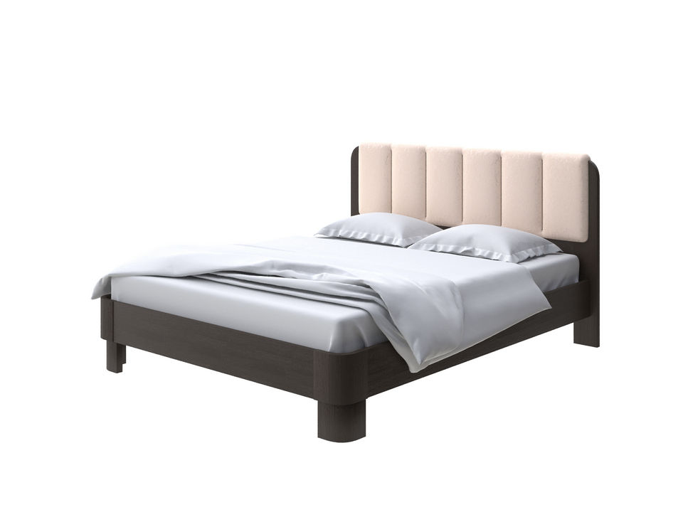 Мягкая Кровать Орматек Wood Home 2 (Экокожа Венге (сосна) с брашированием/Жемчуг) 120x190